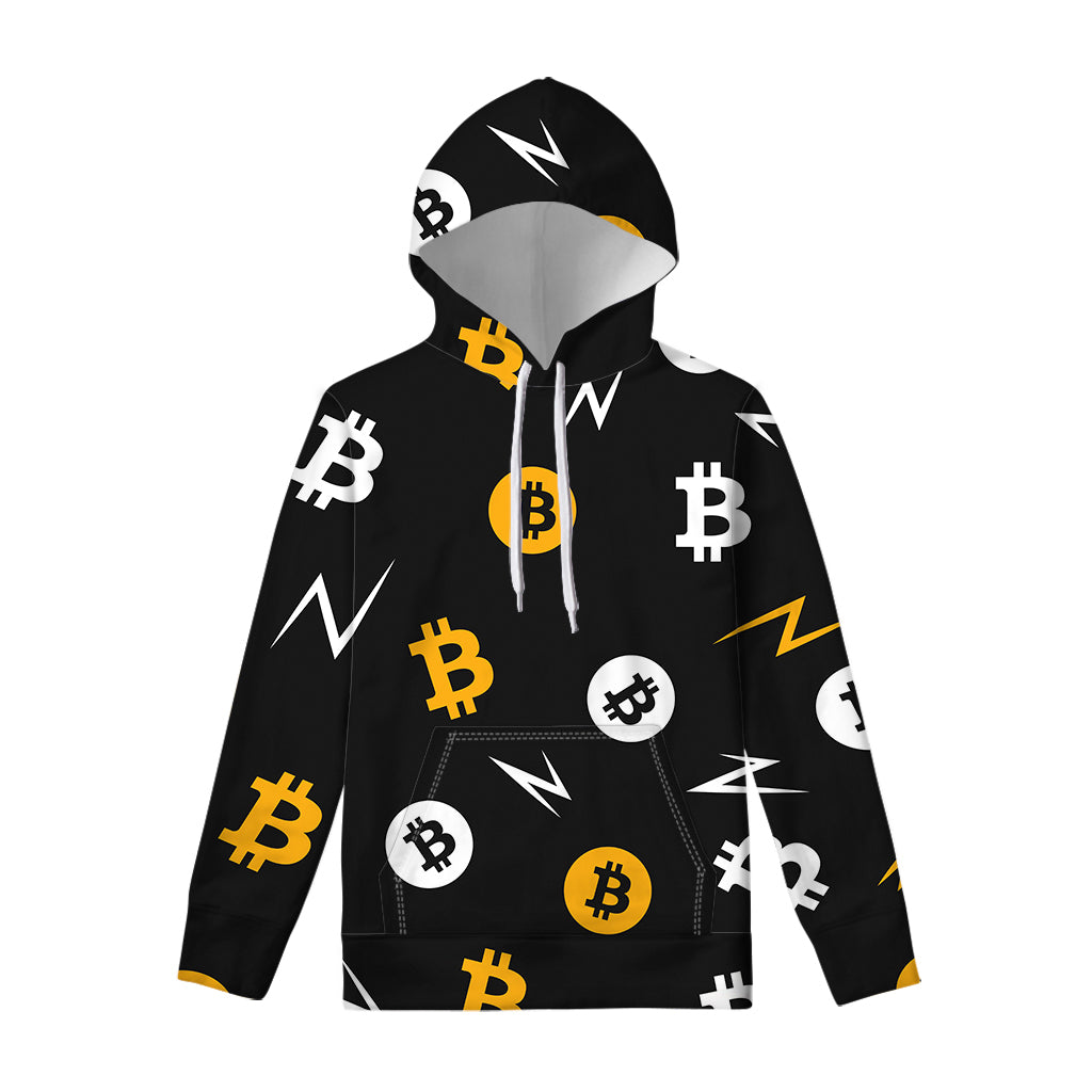 Bitcoin Symbol Pattern Print Pullover Hoodie