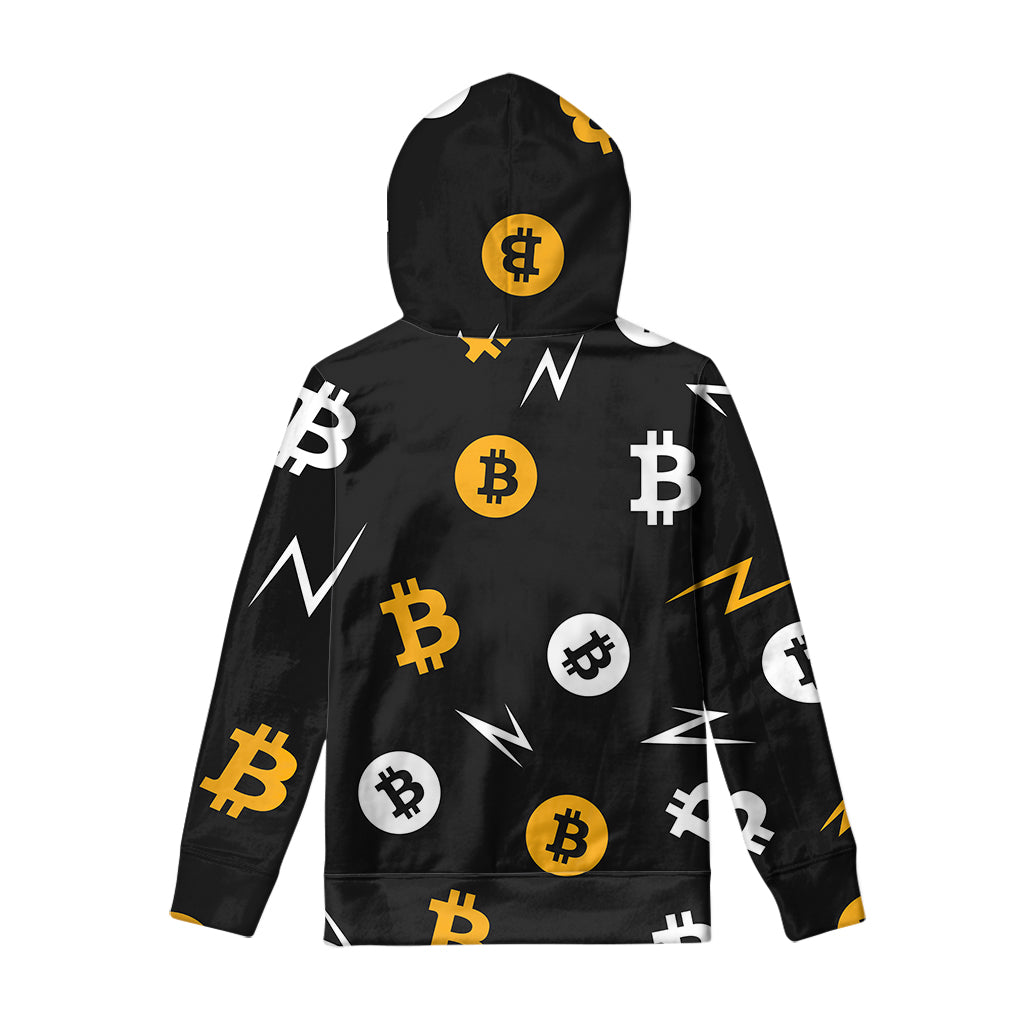 Bitcoin Symbol Pattern Print Pullover Hoodie