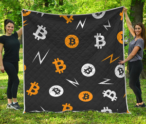 Bitcoin Symbol Pattern Print Quilt