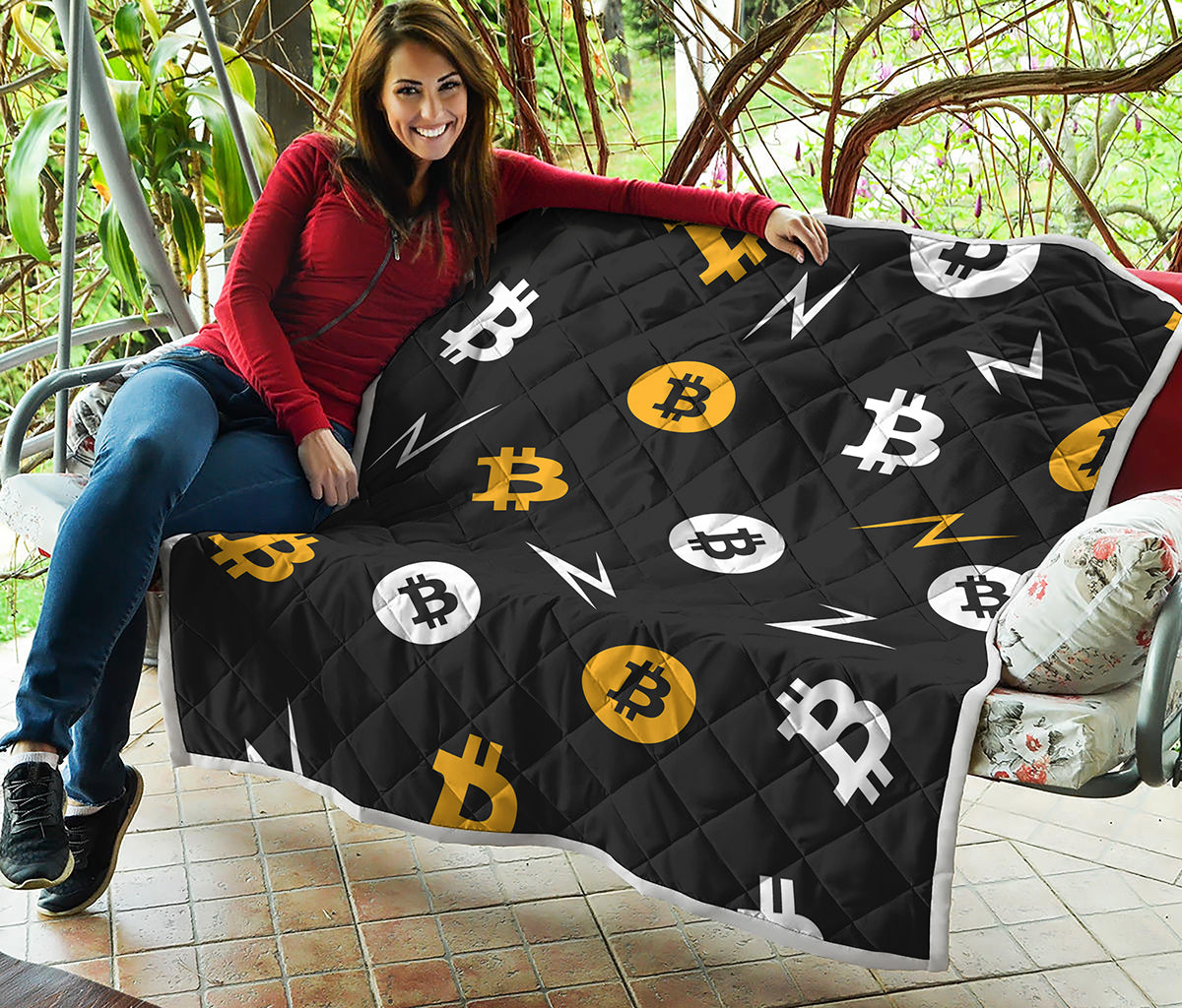 Bitcoin Symbol Pattern Print Quilt