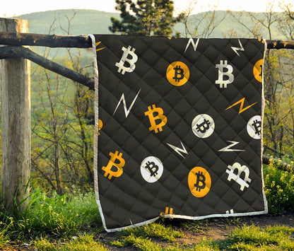 Bitcoin Symbol Pattern Print Quilt