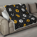 Bitcoin Symbol Pattern Print Quilt