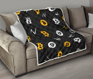 Bitcoin Symbol Pattern Print Quilt