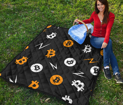 Bitcoin Symbol Pattern Print Quilt