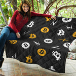 Bitcoin Symbol Pattern Print Quilt