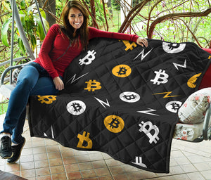 Bitcoin Symbol Pattern Print Quilt