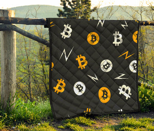 Bitcoin Symbol Pattern Print Quilt