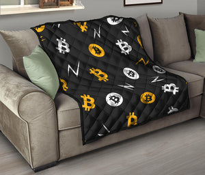 Bitcoin Symbol Pattern Print Quilt