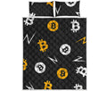Bitcoin Symbol Pattern Print Quilt Bed Set