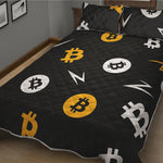 Bitcoin Symbol Pattern Print Quilt Bed Set