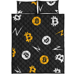 Bitcoin Symbol Pattern Print Quilt Bed Set