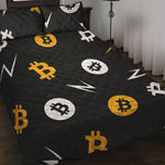 Bitcoin Symbol Pattern Print Quilt Bed Set
