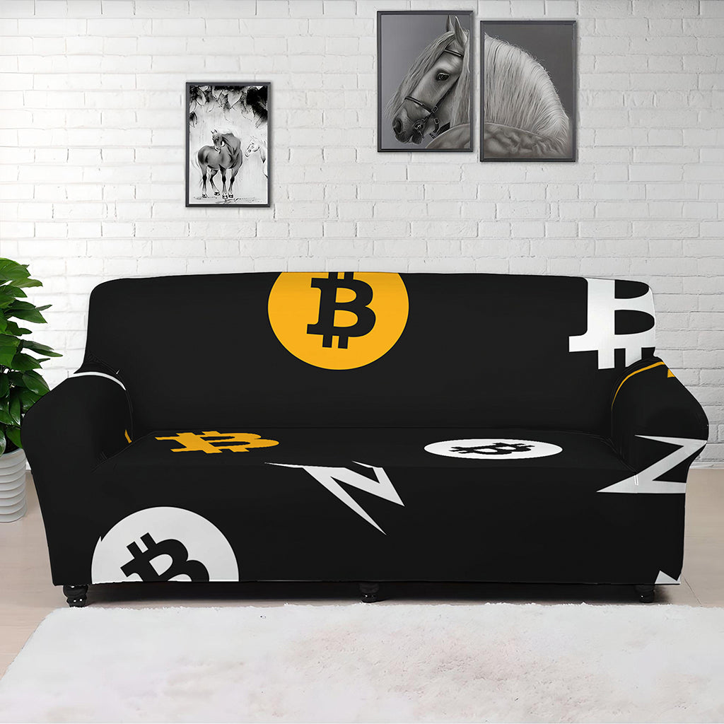 Bitcoin Symbol Pattern Print Sofa Cover