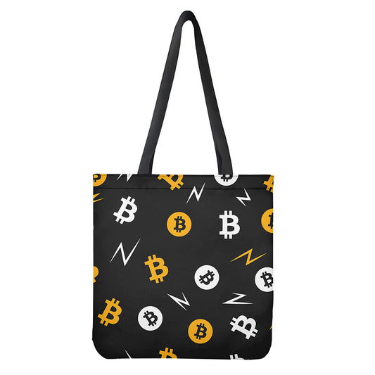 Bitcoin Symbol Pattern Print Tote Bag