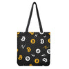 Bitcoin Symbol Pattern Print Tote Bag