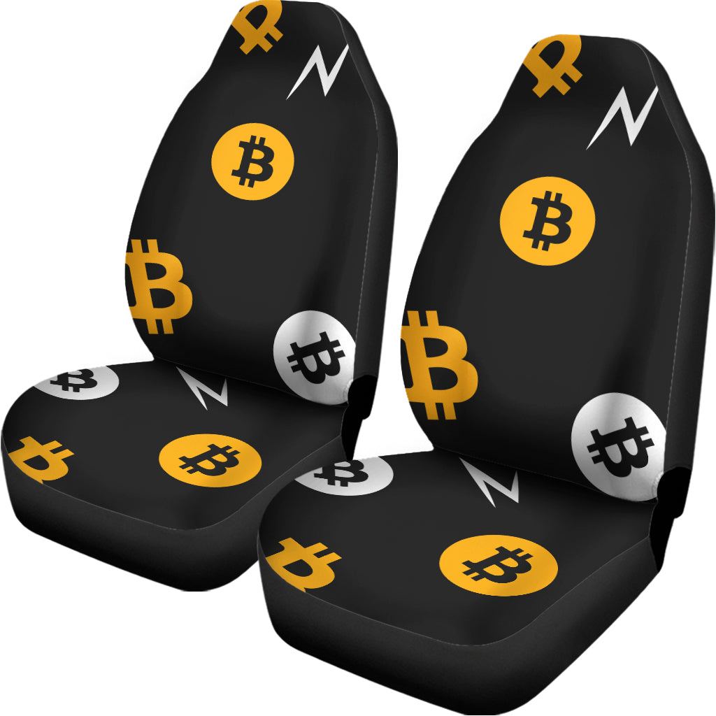 Bitcoin Symbol Pattern Print Universal Fit Car Seat Covers