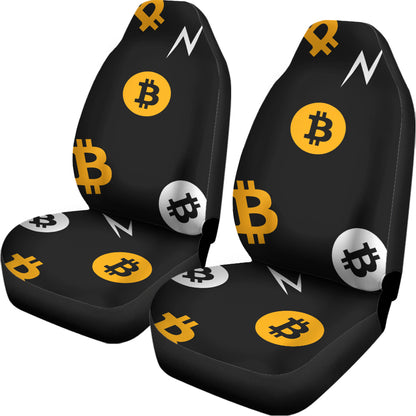 Bitcoin Symbol Pattern Print Universal Fit Car Seat Covers