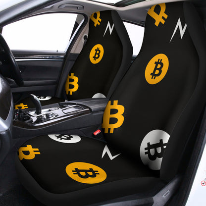 Bitcoin Symbol Pattern Print Universal Fit Car Seat Covers