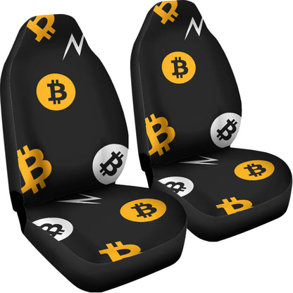 Bitcoin Symbol Pattern Print Universal Fit Car Seat Covers