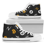 Bitcoin Symbol Pattern Print White High Top Shoes