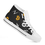 Bitcoin Symbol Pattern Print White High Top Shoes