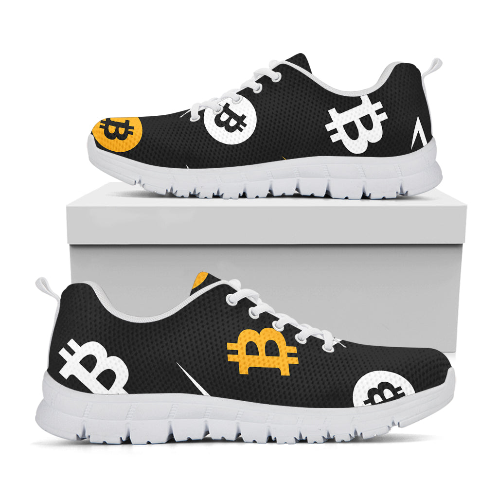 Bitcoin Symbol Pattern Print White Sneakers