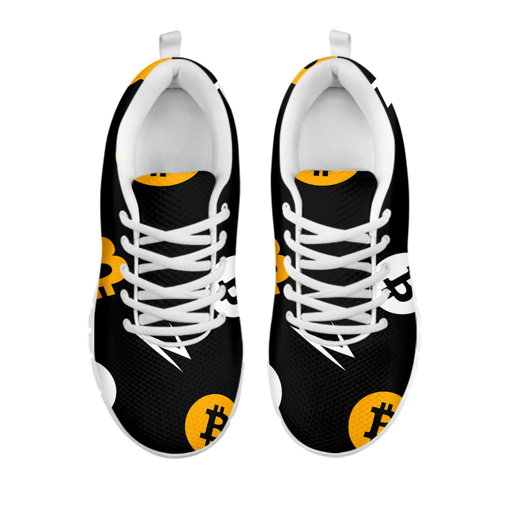 Bitcoin Symbol Pattern Print White Sneakers