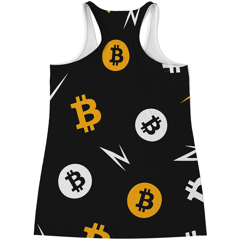 Bitcoin Symbol Pattern Print Women's Racerback Tank Top