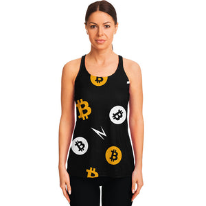 Bitcoin Symbol Pattern Print Women's Racerback Tank Top