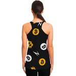 Bitcoin Symbol Pattern Print Women's Racerback Tank Top