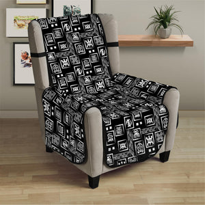 Black Adinkra Symbols Pattern Print Armchair Protector