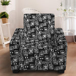 Black Adinkra Symbols Pattern Print Armchair Slipcover