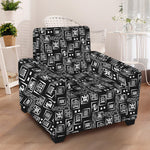 Black Adinkra Symbols Pattern Print Armchair Slipcover