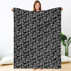 Black Adinkra Symbols Pattern Print Blanket