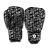 Black Adinkra Symbols Pattern Print Boxing Gloves