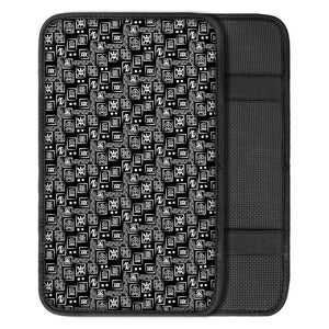 Black Adinkra Symbols Pattern Print Car Center Console Cover