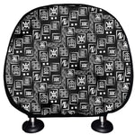 Black Adinkra Symbols Pattern Print Car Headrest Covers