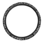 Black Adinkra Symbols Pattern Print Car Steering Wheel Cover