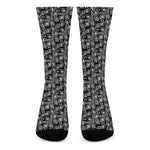 Black Adinkra Symbols Pattern Print Crew Socks