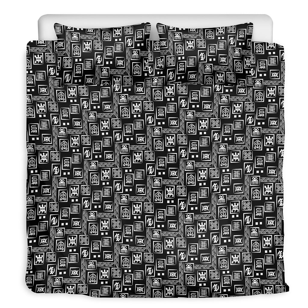 Black Adinkra Symbols Pattern Print Duvet Cover Bedding Set