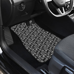 Black Adinkra Symbols Pattern Print Front Car Floor Mats