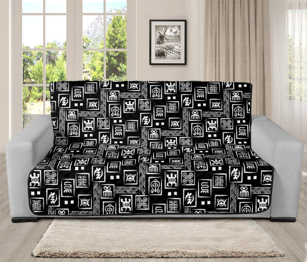 Black Adinkra Symbols Pattern Print Futon Protector