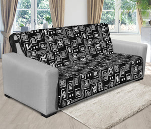 Black Adinkra Symbols Pattern Print Futon Protector