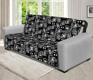 Black Adinkra Symbols Pattern Print Futon Protector