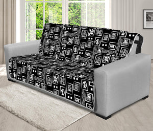 Black Adinkra Symbols Pattern Print Futon Protector