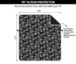 Black Adinkra Symbols Pattern Print Futon Protector