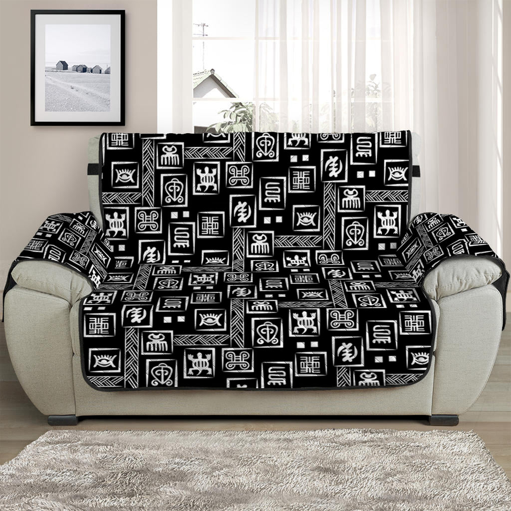 Black Adinkra Symbols Pattern Print Half Sofa Protector