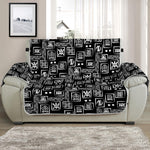 Black Adinkra Symbols Pattern Print Half Sofa Protector