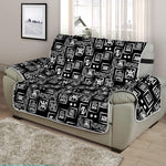 Black Adinkra Symbols Pattern Print Half Sofa Protector