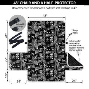 Black Adinkra Symbols Pattern Print Half Sofa Protector